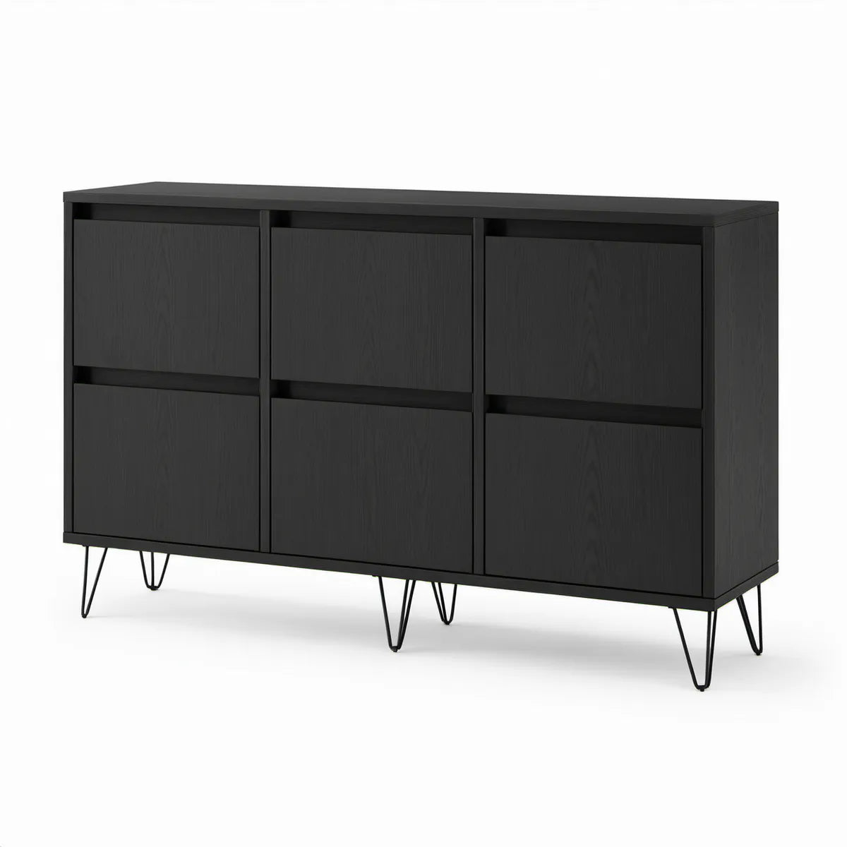 Aparador de 6 Portas em MDF Preto, 160 x 40 x 90 cm