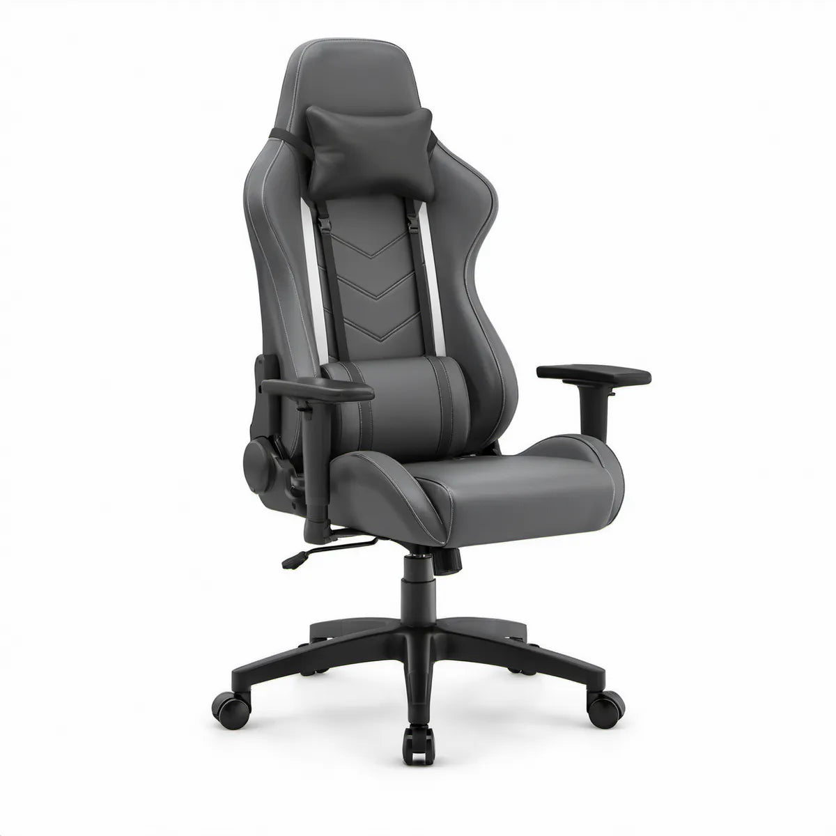 Cadeira Reclinável em Pele Sintética PU Cinzenta e Preta 68 x 68 x 123-133 cm