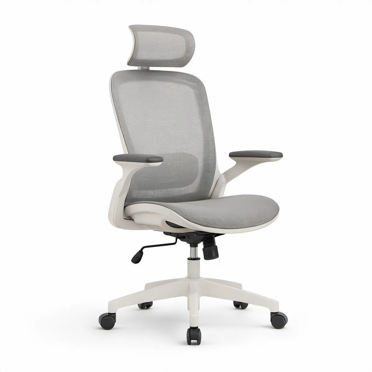 Cadeira Ergonómica Giratória em Malha Cinzenta, Branca e Preta 64 x 64 x 117-127 cm