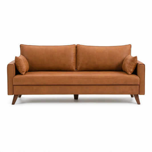 Sofá de 3 Lugares em Pele Sintética PU Castanho 180 x 85 x 85 cm