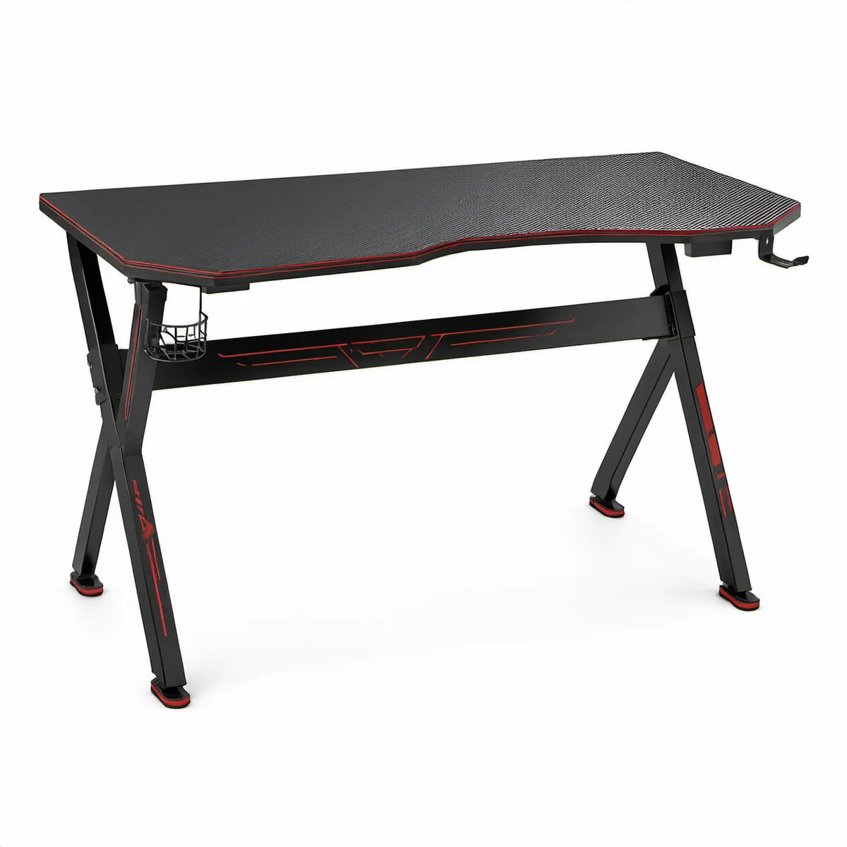 Secretária Gaming 140 x 60 x 75 cm em MDF e Aço Preto/Vermelho