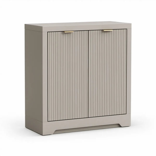 Móvel de Arrumação em MDF Bege com 2 Portas Caneladas, 80 x 40 x 90 cm